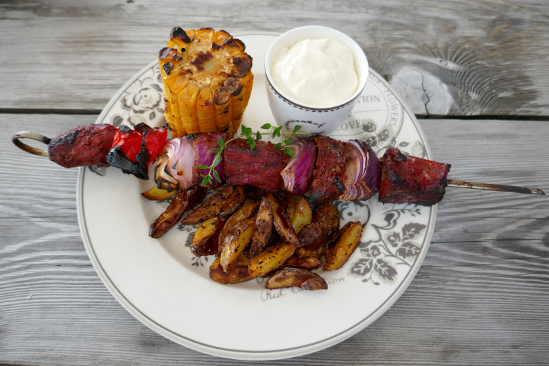 Sweet scorpion grillspyd med båtpoteter og aioli Sweet scorpion grillspyd med båtpoteter og aioli
