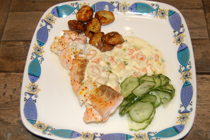 Flettet fisk med deilig pastissaus