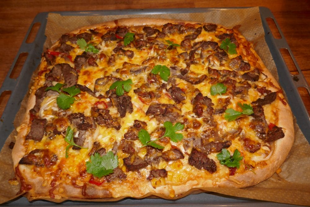 Texmexpizza med biff