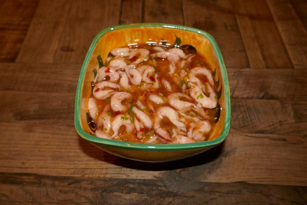 Reker i sweet chili sauce