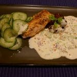 Bakt laks med svensk romsauce eller rognsaus med bakte sexypoteter